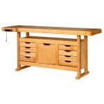 Etabli bois - 1, 75 m - caisson 1 porte 8 tiroirs - presse horizontale outifrance