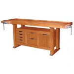 tabli bois - menuisier - 2 m - caisson 1 porte 6 tiroirs - 2 presses outifrance