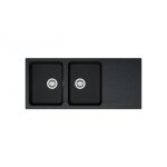 Evier  encaster en tectonite 2 cuves 1 gouttoir orion carbone franke