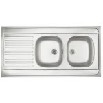vier  poser - inox 120 x 60 cm - 2 cuves + 1 gouttoir franke
