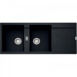 vier de synthse maris fragranit -  encastrer - 2 cuves + gouttoir - coloris onyx - mrg621 franke