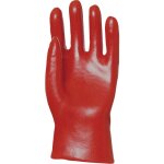 Gants eurostrong 3520 pvc rouge enduction standard 27 cm - 10 paires - taille 9 coverguard