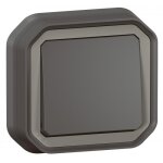 Interrupteur ou va - et - vient complet encastr� �tanche - anthracite - plexo legrand
