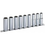 Jeu de 9 douilles longues 1 / 2'' sur rack de rangement slj - 9r - 12  21 mm sam outillage