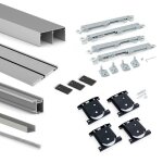 Kit pour armoire  2 portes coulissantes  fermeture amortie placard 74 - panneau 16 mm - anodis mat ...