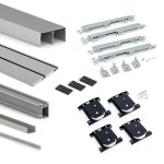 Kit pour armoire  2 portes coulissantes  fermeture amortie placard 74 - panneau 18 mm - anodis mat ...