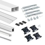 Kit pour armoire  2 portes coulissantes  fermeture amortie placard 74 - panneau 19 mm - blanc emuca ...