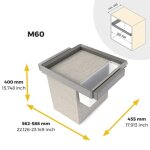 Kit bac de rangement + panier + cadre quartz finition titane - module 600 mm emuca