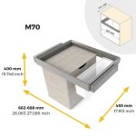 Kit bac de rangement + panier + cadre quartz finition titane - module 700 mm emuca