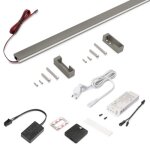 Kit barre penderie luxe led neonlynx v et d�tecteur de mouvement - titane - 910 mm emuca