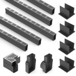 Kit caniveau slimline avec grille aluminium a15 et accessoires aco