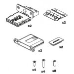 Kit de charni�res pour ferrure folder - nickel� - support � encastrer conecta 180� + charni�re centrale ...