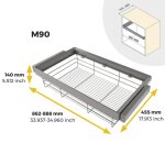 Kit panier en fils d'acier + cadre pour dressing quartz - finition titane - module 900 mm emuca