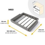 Kit de porte - pantalons  7 tringles et cadre quartz - finition titane - module 600 mm emuca