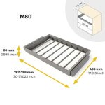 Kit de porte - pantalons  7 tringles et cadre quartz - finition titane - module 800 mm emuca