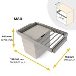 Kit porte - pantalons 7 tringles + panier + cadre quartz finition titane - module 800 mm emuca