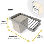 Kit porte - pantalons 7 tringles + panier + cadre quartz finition titane - module 900 mm emuca