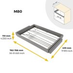 Kit range - chaussures + cadre pour armoire et dressing quartz - titane - module 800 mm emuca