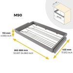Kit range - chaussures + cadre pour armoire et dressing quartz - titane - module 900 mm emuca