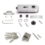 Kit serrure + gâche pour porte en verre 8 - 12 mm avec cadre en bois - gris emuca Kit serrure + gâche pour porte en verre 8 - 12 mm avec cadre en bois - gris emuca