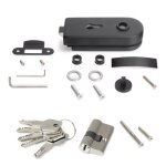 Kit serrure + gâche pour porte en verre 8 - 12 mm avec cadre en bois - noir emuca Kit serrure + gâche pour porte en verre 8 - 12 mm avec cadre en bois - noir emuca
