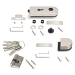 Kit serrure + gâche pour portes en verre 8 - 12 mm à loquet horizontal - inox emuca Kit serrure + gâche pour portes en verre 8 - 12 mm à loquet horizontal - inox emuca