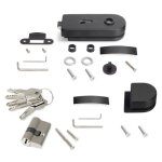 Kit serrure + gâche pour portes en verre 8 - 12 mm à loquet horizontal - noir emuca Kit serrure + gâche pour portes en verre 8 - 12 mm à loquet horizontal - noir emuca