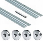 Lot 4 roues 315 diamètre 19, 5 mm avec 2 rails et 1 jonction - rapido comunello Lot 4 roues 315 diamètre 19, 5 mm avec 2 rails et 1 jonction - rapido comunello
