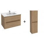 Meuble salle de bain 100 cm 2 tiroirs avec vasque + meuble colonne 140 x 40 cm - 2 portes - ch�ne colorado ...
