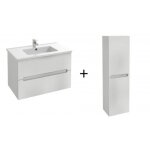 Meuble salle de bain 80 cm 2 tiroirs avec vasque + meuble colonne 140x40 cm - 2 portes - blanc laqu� ...