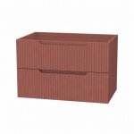 Meuble salle de bains suspendu 80 cm - 2 tiroirs mdf ondul� - terracotta - emilien aurlane