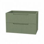 Meuble salle de bains suspendu 80 cm - 2 tiroirs mdf ondul� - vert olive - emilien aurlane