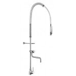 Mitigeur de cuisine flexible blanc avec bec t�lescopique et robinet de puisage delabie