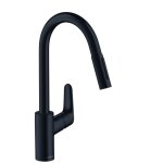 Mitigeur vier - douchette extractible - 2 jets - noir - focus hansgrohe