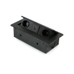 Multiprises � encastrer � couvercle - 230 v et usb - noir - atom 26 emuca