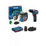 Pack niveau laser gll 3 - 80c faisceau vert avec support bm1 - 0601063t00 + perceuse visseuse sans fil ...