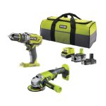 Pack perceuse � percussion 18v one + ? + meuleuse 115 mm 18v one + ? - r18pdag - 242s ryobi