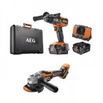 Pack perceuse � percussion brushless 18v + meuleuse 125 mm brushless 18v - jp18a2 - 502b aeg powertools ...