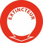 Etiquette  extincteur  rouge et blanc - diamtre 200 mm coditherm