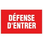 Panneau rouge d'interdiction - 330 x 200 mm - dfense d'entrer novap