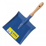 Pelle  poussire en mtal laqu bleu - manche bois perrin