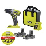 Perceuse - visseuse � percussion sans fil 18v one + ? + 2 batteries 2, 0 ah - r18pd2 - 220s ryobi