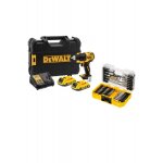 Perceuse visseuse sans fil 18v 2x2ah - dcd708d2t - qw + coffret 40 pices dewalt