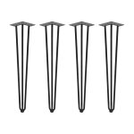 Pied � 3 barres pour table - ht 710 mm - jeu de 4 - noir - hairpin emuca