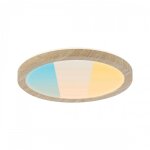 Plafonnier rond �190 mm 7, 6w cct - �tanche ip44 - effet bois - atria shine paulmann