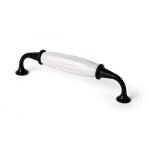 Poigne de meuble en acier et porcelaine noir mat et blanc cs 220661 interges