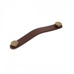 Poigne de meuble en cuir brun cs 220651 entraxe 128 mm interges