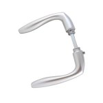 Poign�es doubles pour rosace ou plaque - alu argent - orca vachette