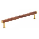 Poigne de meuble en laiton et bois - qupon - longueur 186 mm - bois / lait metakor