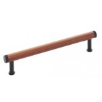 Poigne de meuble en laiton et bois - qupon - longueur 186 mm - bois / noir metakor